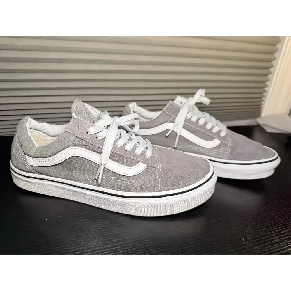 Vans Old Skool Gray White Suede Canvas Sneakers Men’s 8.5 Women’s 10 skate shoes